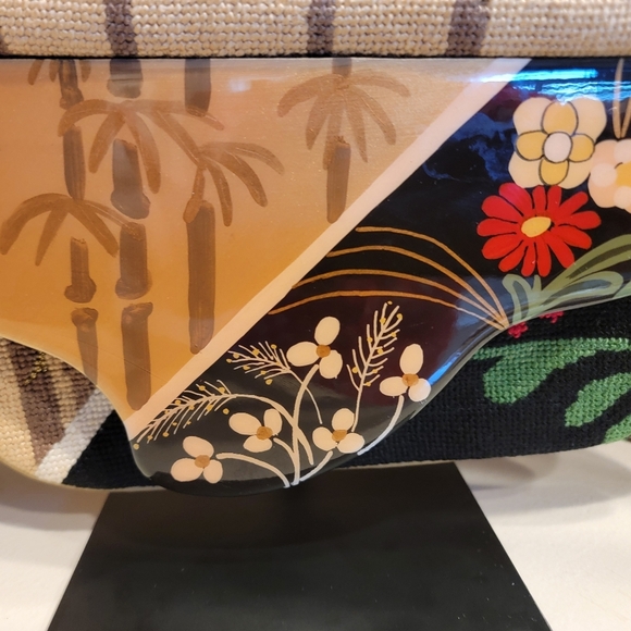 VTG Patricia Smith 1980 Needlepoint Moon Bag With Handpainted Lacquered Flap - Picture 9 of 15